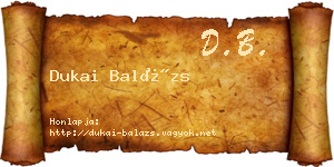 Dukai Balázs névjegykártya